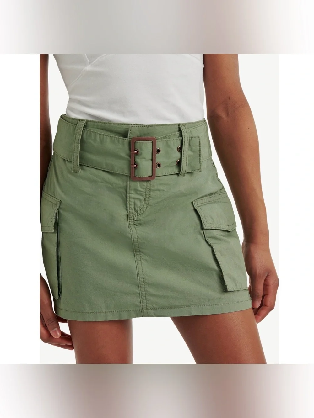 Girls Cargo Mini Skirt with Belt Olive Green - Size 12 (NEW)